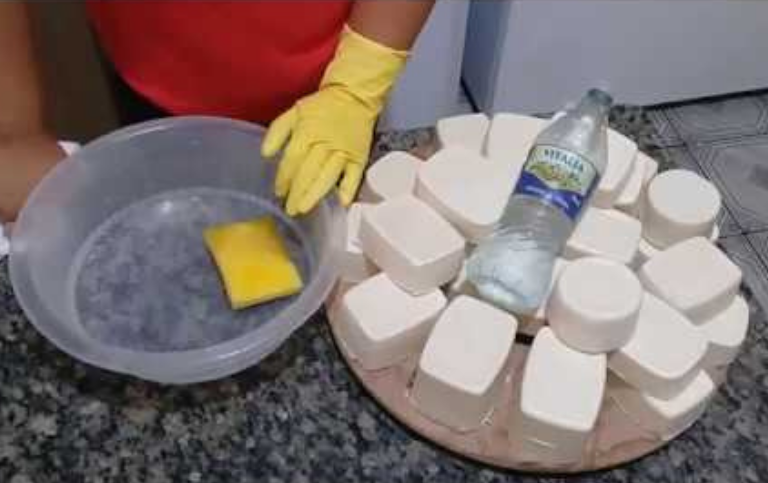 Sabão de barra com vinagre e bicarbonato de sódio