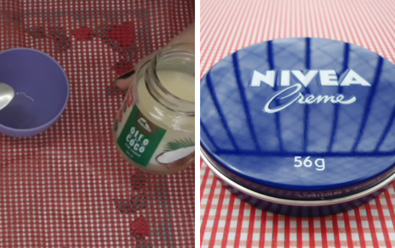 Creme Nívea e óleo de coco para o rosto