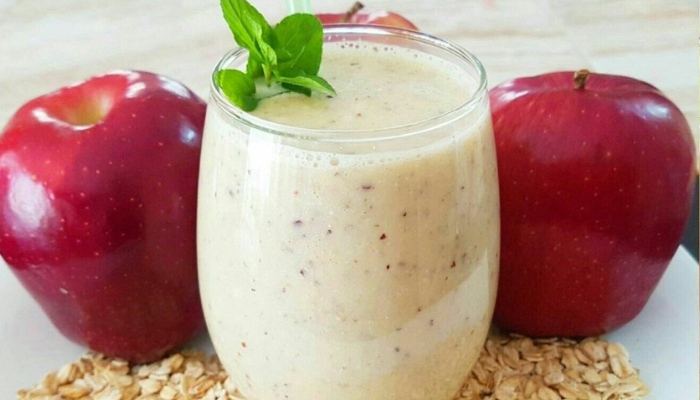 Vitamina de maçã com aveia e linhaça