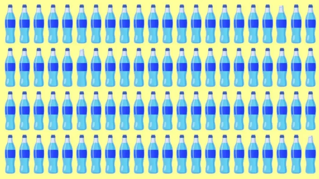 Desafio visual: encontre 3 garrafas sem tampa em meio às outras