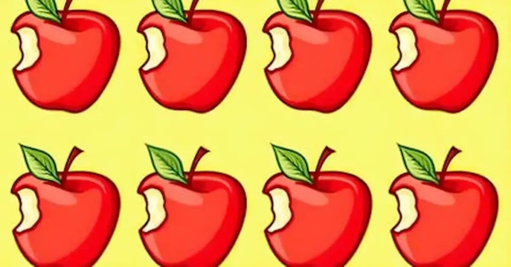 Desafio: Você consegue identificar qual é a maçã diferente nesta imagem? A resposta vai surpreender muitos