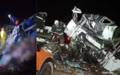 Batida entre caminhão e ônibus de turismo deixa 25 pessoas mortas e cinco feridas